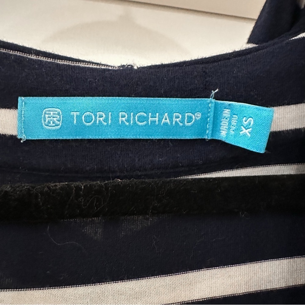 Tory Richard Nautical Coastal Striped Hooded Tunic Top Blue White sz XS - Picture 2 of 5